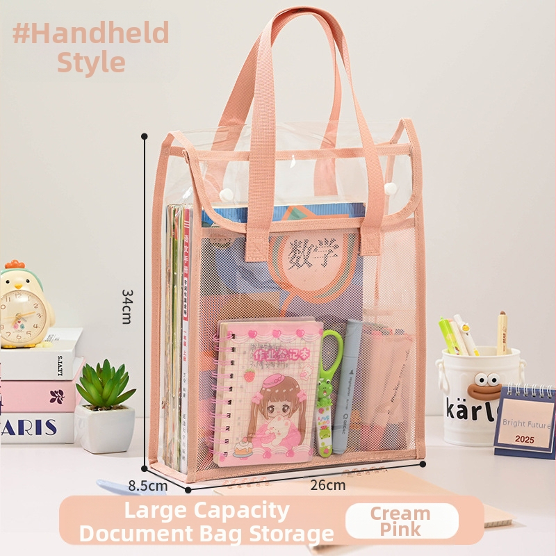 Läbipaistev Ins stiilis juhendamiskott, õpilase kott, klõpsatav failikott, eksamiks mõeldud spetsiaalne veekindel suure mahutavusega PVC testpaberkott