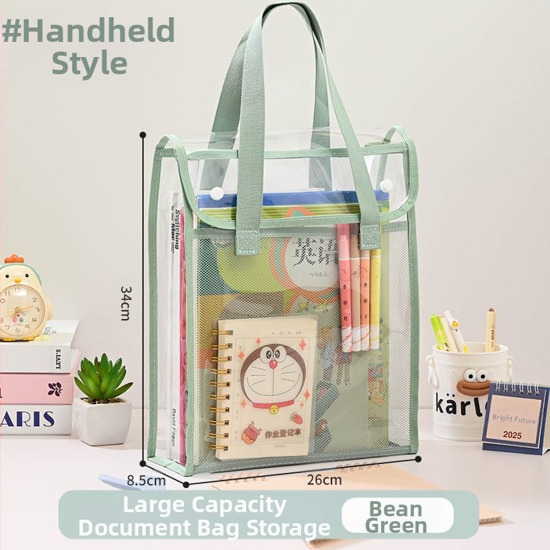 Läbipaistev Ins stiilis juhendamiskott, õpilase kott, klõpsatav failikott, eksamiks mõeldud spetsiaalne veekindel suure mahutavusega PVC testpaberkott