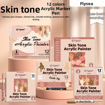 Tarpvalstybinis odos spalvos akrilinis kostiumas 12 nagų grafiti odos dažytas minkšta galvute „pasidaryk pats“ stiklinis dvigalvis žymeklis