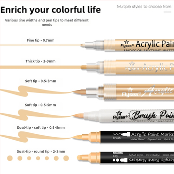 Tarpvalstybinis odos spalvos akrilinis kostiumas 12 nagų grafiti odos dažytas minkšta galvute „pasidaryk pats“ stiklinis dvigalvis žymeklis