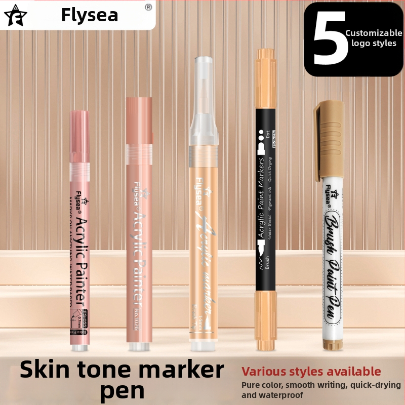 Акрилен костюм с трансграничен цвят на кожата, 12 нокти, графити, боядисани с мека глава, DIY стъклен маркер с двойна глава