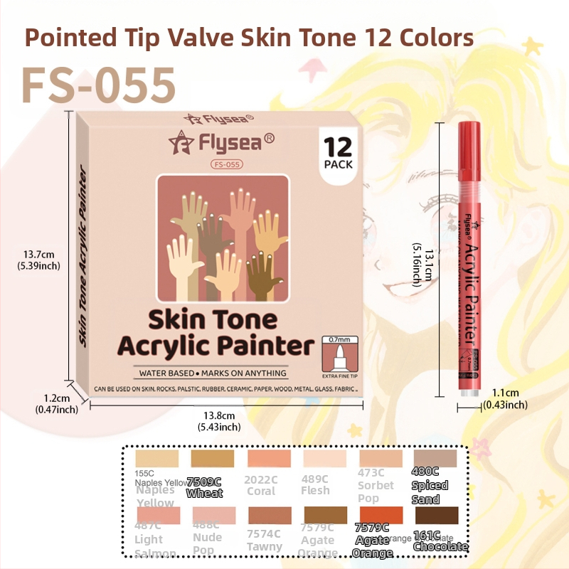 Tarpvalstybinis odos spalvos akrilinis kostiumas 12 nagų grafiti odos dažytas minkšta galvute „pasidaryk pats“ stiklinis dvigalvis žymeklis