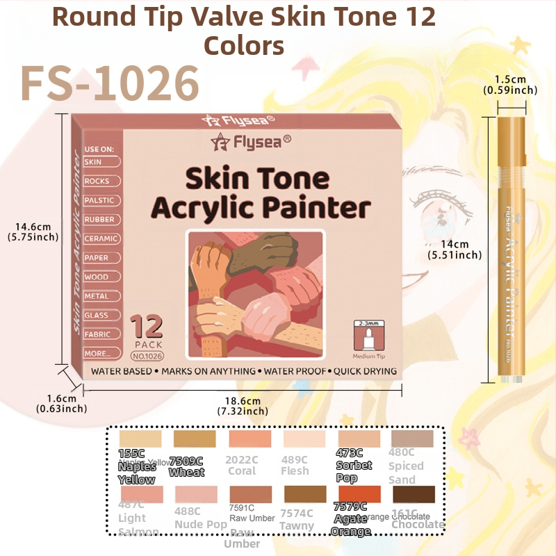 Tarpvalstybinis odos spalvos akrilinis kostiumas 12 nagų grafiti odos dažytas minkšta galvute „pasidaryk pats“ stiklinis dvigalvis žymeklis