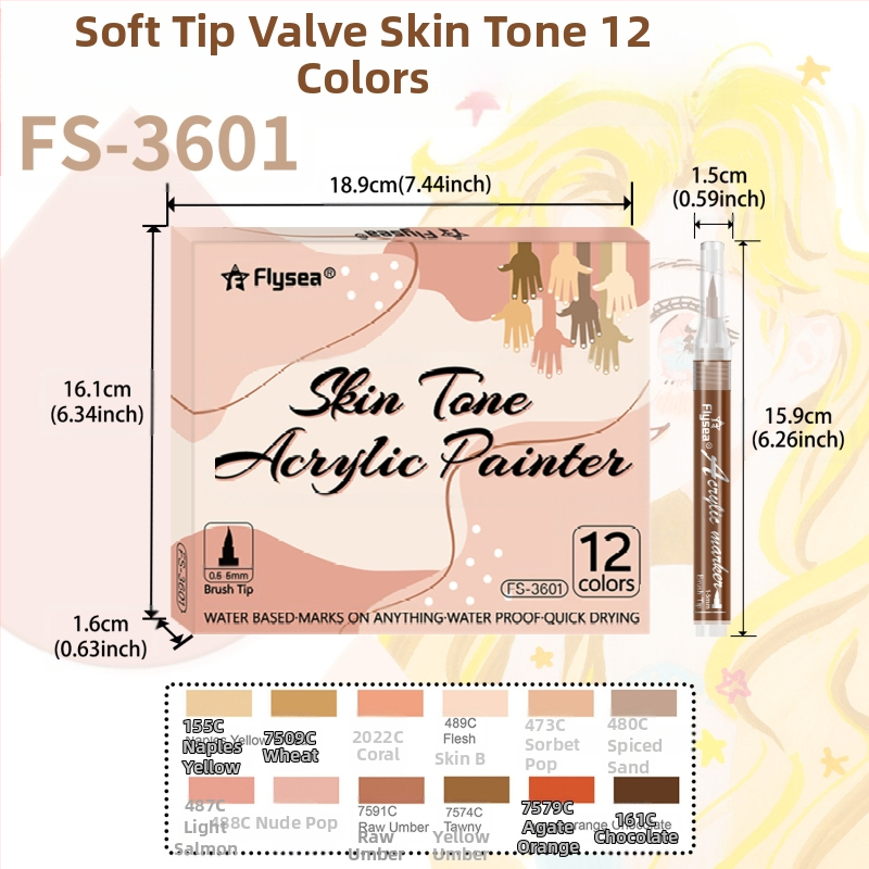 Tarpvalstybinis odos spalvos akrilinis kostiumas 12 nagų grafiti odos dažytas minkšta galvute „pasidaryk pats“ stiklinis dvigalvis žymeklis