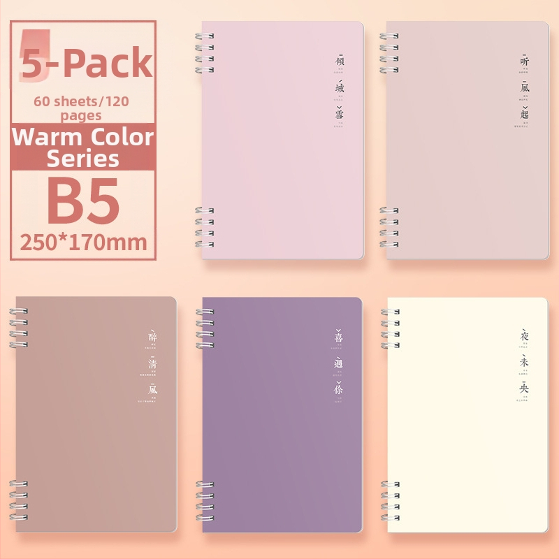 „Morandi“ spalvotas spiralinis užrašų knygelė B5 formatu, sustorintas spiralinis horizontalių linijų užrašų knygelė, vertingas studentų užrašų knygelė