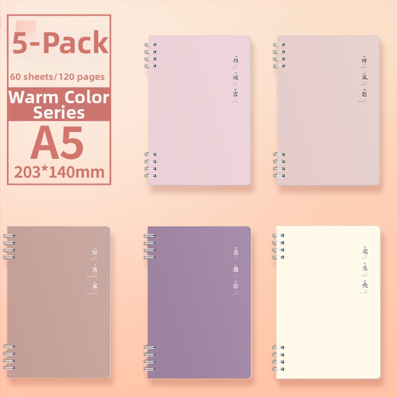 „Morandi“ spalvotas spiralinis užrašų knygelė B5 formatu, sustorintas spiralinis horizontalių linijų užrašų knygelė, vertingas studentų užrašų knygelė