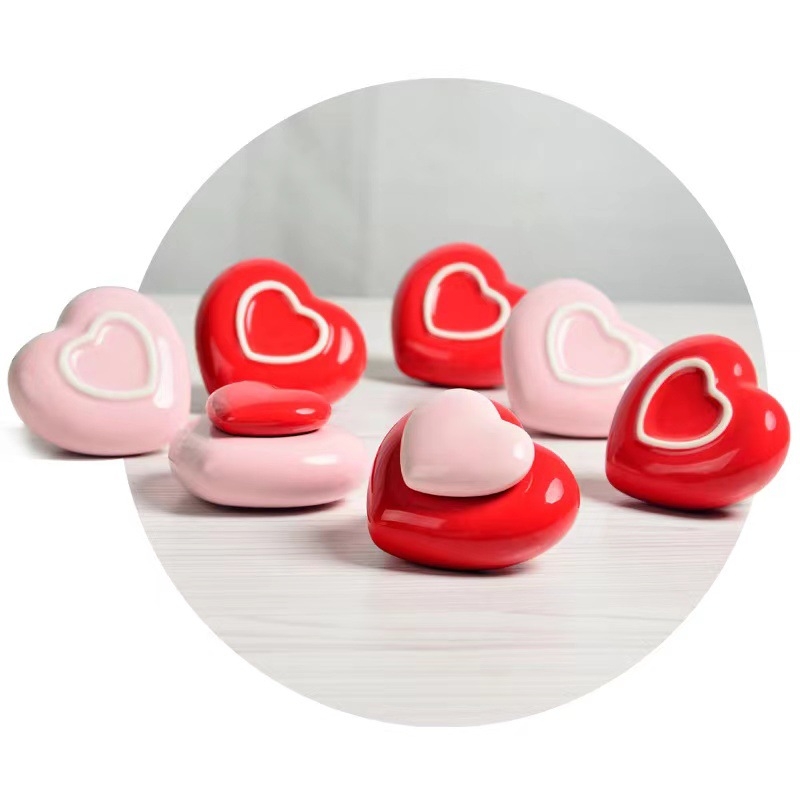 Kreatív szív alakú kerámia teáskanna mini lezárt tárolóedény pirula Rouge vízporos tégely kerámia kenőcsdoboz nagykereskedelem