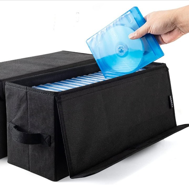 Riidest CD-de hoiukast, elutoa laua kokkupandav hoiukast, väikeste esemete hoiukast, kootud kaanega hoiukast