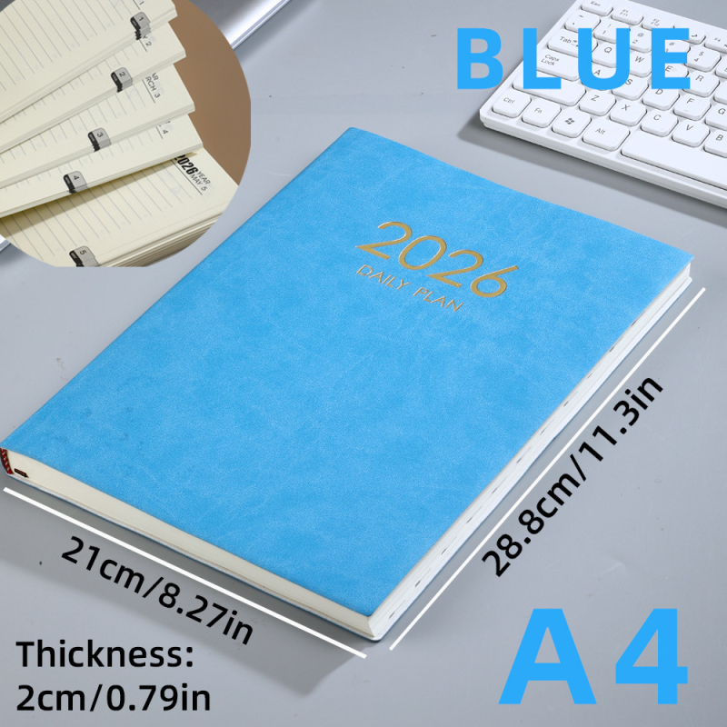 Határokon átnyúló, raktáron lévő 2026-os A4-es angol naptár vastag bőr borítású nagyméretű jegyzetfüzet Aliexpress Xiyin Temu tervező