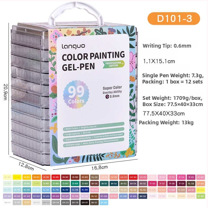 Sinise puuvilja käsiraamatu pliiatsikomplekt 168 värvi Suure mahutavusega käsiraamatu markeriga maalimispliiats Neutraalne pliiats Põhivärvi pliiats