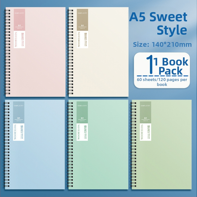 Vienkārša spirāles piezīmju grāmatiņa vairumtirdzniecībai A5 studentu piezīmju grāmatiņa B5 sabiezināta piezīmju blociņa horizontālas līnijas iekšējās lapas dienasgrāmata