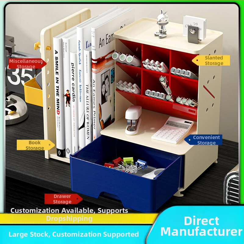 DIY visszahúzható perforált könyvtámasz ferde tolltartó diákiroda asztali nagy értékű tárolódoboz-rendező állvány