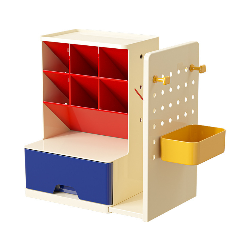 DIY visszahúzható perforált könyvtámasz ferde tolltartó diákiroda asztali nagy értékű tárolódoboz-rendező állvány