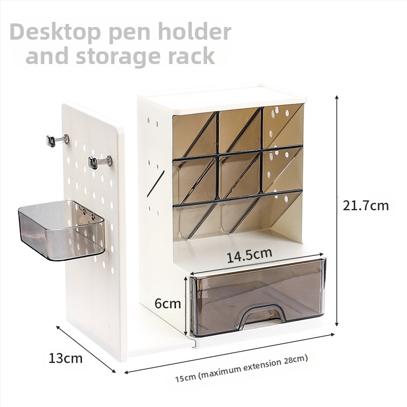 DIY visszahúzható perforált könyvtámasz ferde tolltartó diákiroda asztali nagy értékű tárolódoboz-rendező állvány