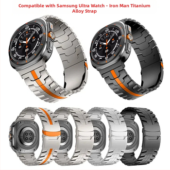Samsung Watch7 Ultra titánötvözetből készült, 47 mm-es, Vasember fém, titánacél óraszíjjal kompatibilis.