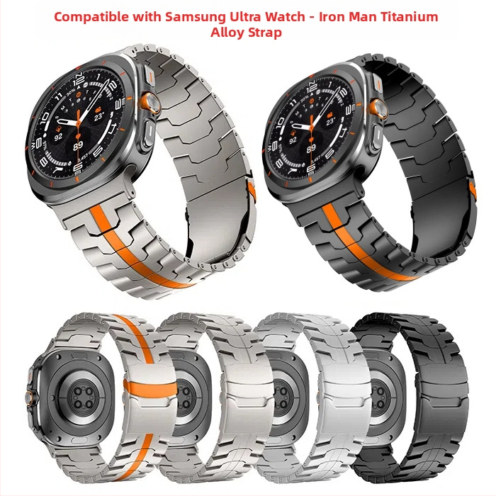 Samsung Watch7 Ultra titánötvözetből készült, 47 mm-es, Vasember fém, titánacél óraszíjjal kompatibilis.
