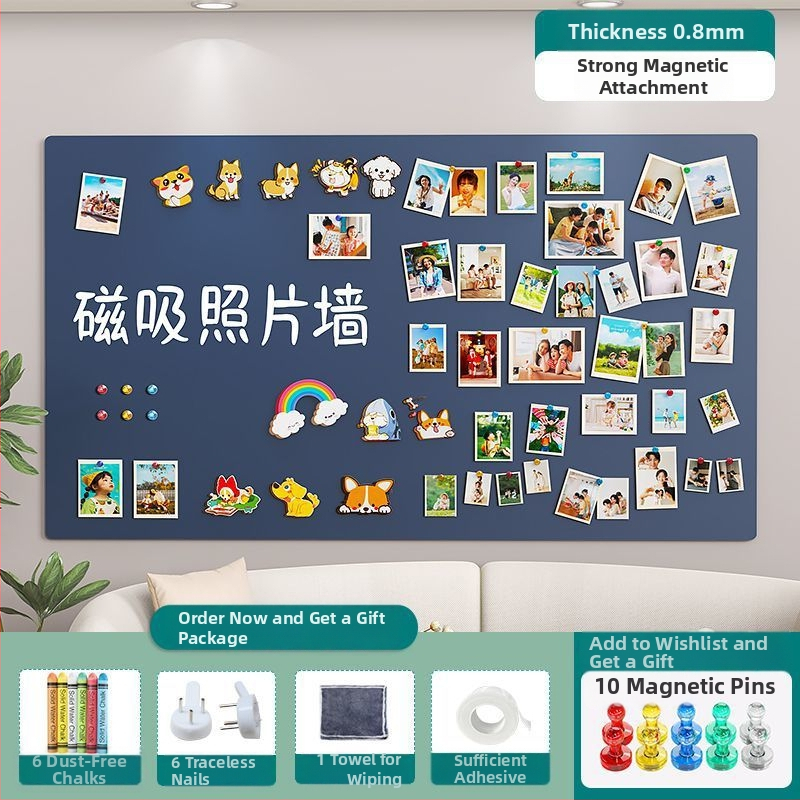 Nuotraukų sienos fono lenta Buitinė magnetinė šaldytuvo magnetinė vitrina be perforatorių Pakabinama dekoratyvinė pranešimų lenta Juoda lentos sienos lipdukas