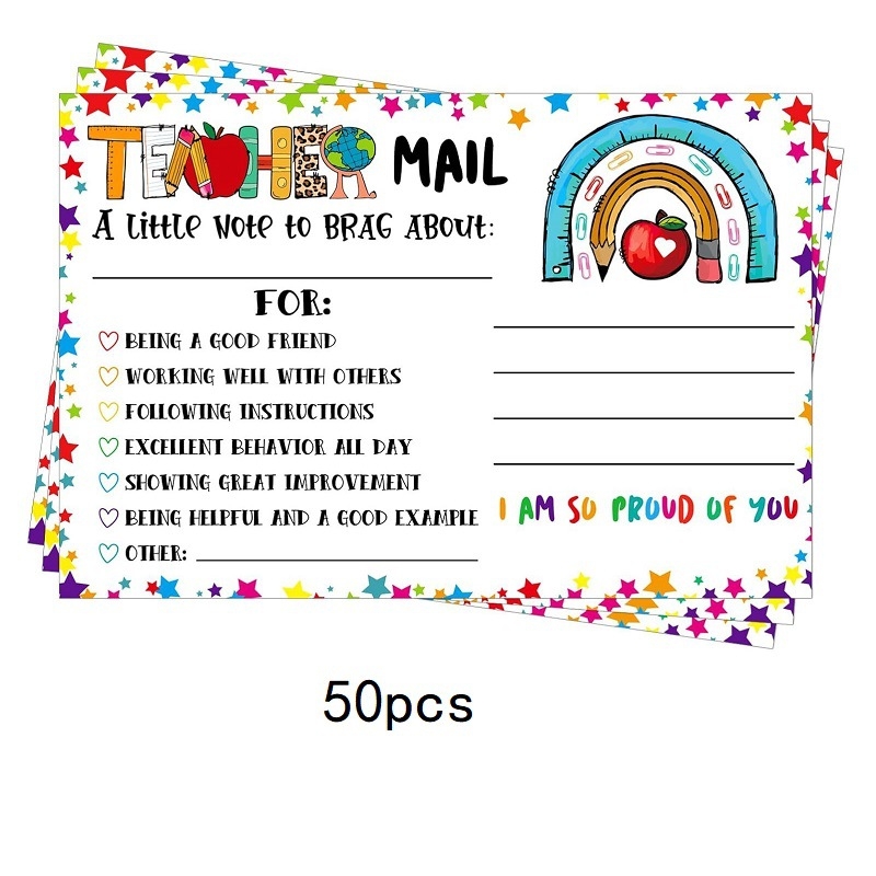 50 lap/csomag, Szivárványos Boldog Magatartást Támogató Tanári Magatartást Támogató Képeslap