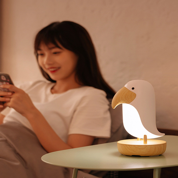 Δημιουργικό ξύλινο νυχτερινό φως πουλιών με φόρτιση USB, φως ατμόσφαιρας Bluetooth, παιδικό κομοδίνο, φωτιστικό ύπνου με LED