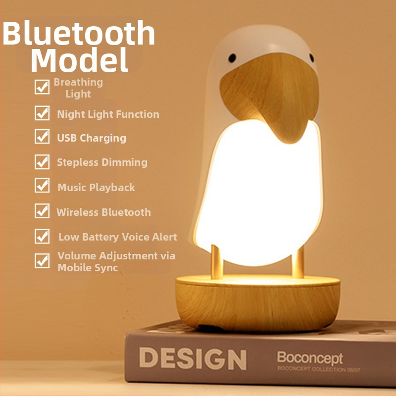 Kreatív fa madár éjszakai fény USB töltő Bluetooth audio hangulatfény gyerekeknek éjjeliszekrény hálószoba led alvófény