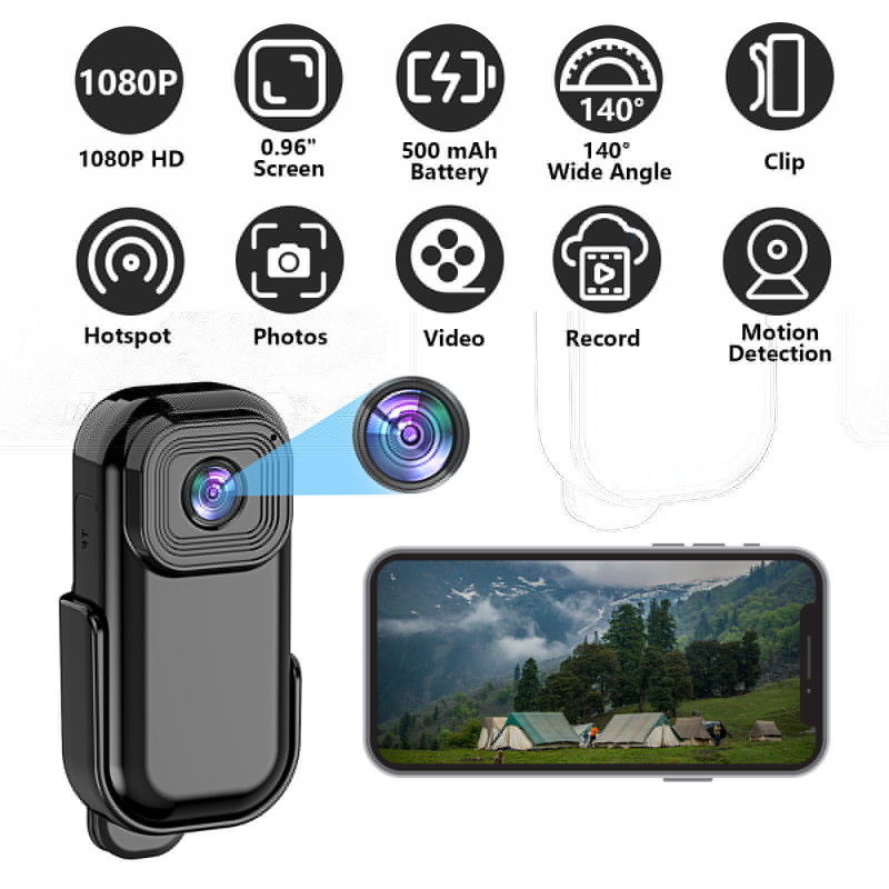 Nešiojama dviračių sporto kamera su magnetiniais šarvais, skirta nykščio fiksavimui, 1080P sportinei kamerai, nešiojama susitikimų įrašų stebėjimui.