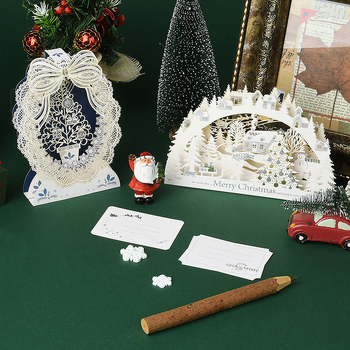 Uus 2024. aasta jõulukaardi paberist nikerdamiseks mõeldud kolmemõõtmeline loominguline kaart lasteaia kinkekaart sõpradele ümbrikuga