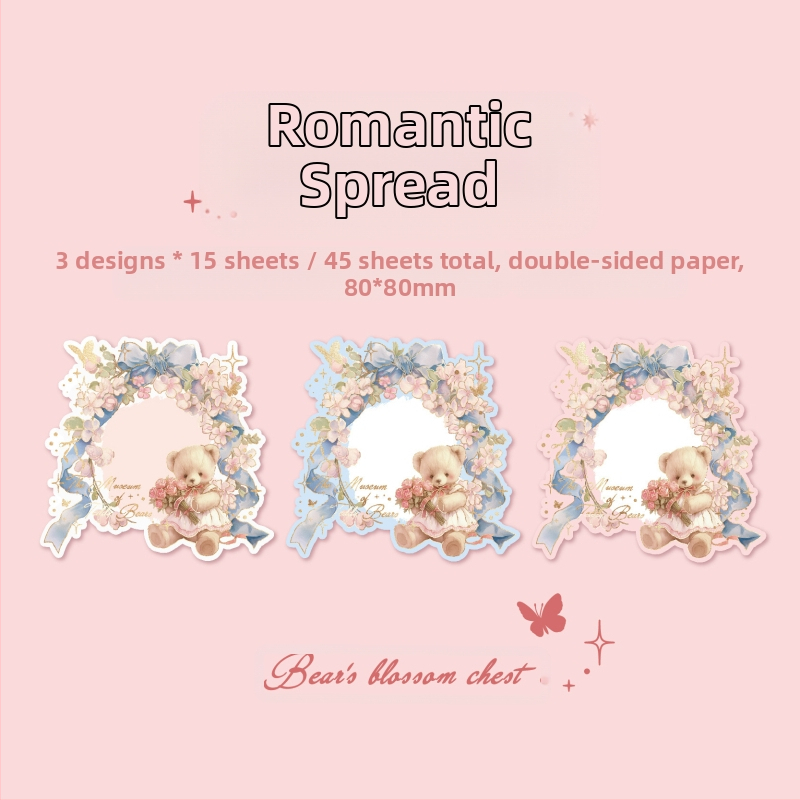 Härra paberist reljeefsed kuumtempeldatud kolmepakendis kleepmärkmed, karulillekarp, seeria, retro-romantiline õpilassõnum, memopaber