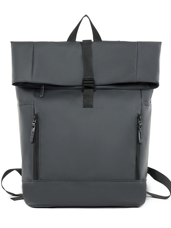 Geantă de laptop casual urbană minimalistă din piele, cu spate dublu, la modă, pentru studenți, rucsac de călătorie ușor, cu cataramă la modă, minimalistă urbană