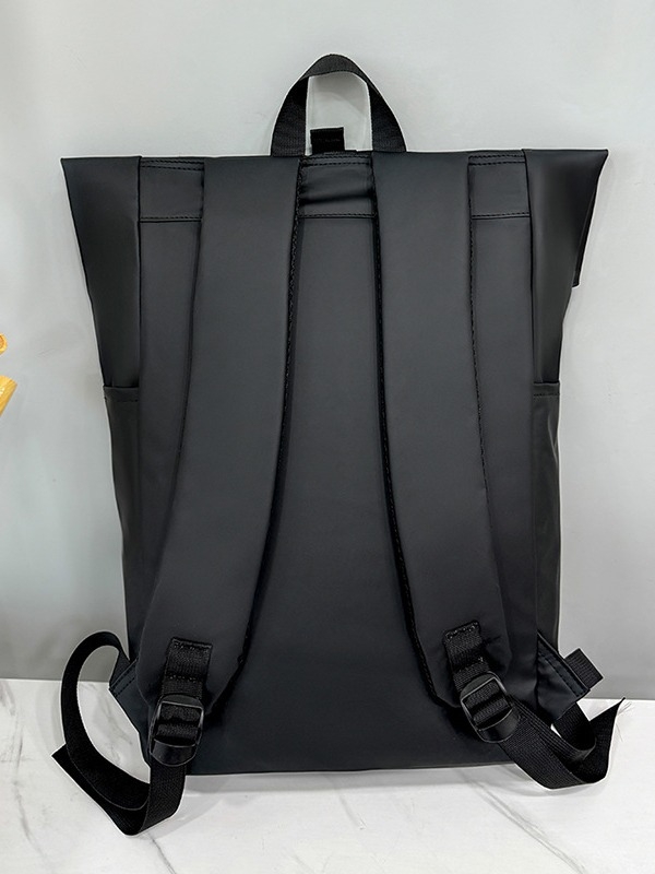 Geantă de laptop casual urbană minimalistă din piele, cu spate dublu, la modă, pentru studenți, rucsac de călătorie ușor, cu cataramă la modă, minimalistă urbană