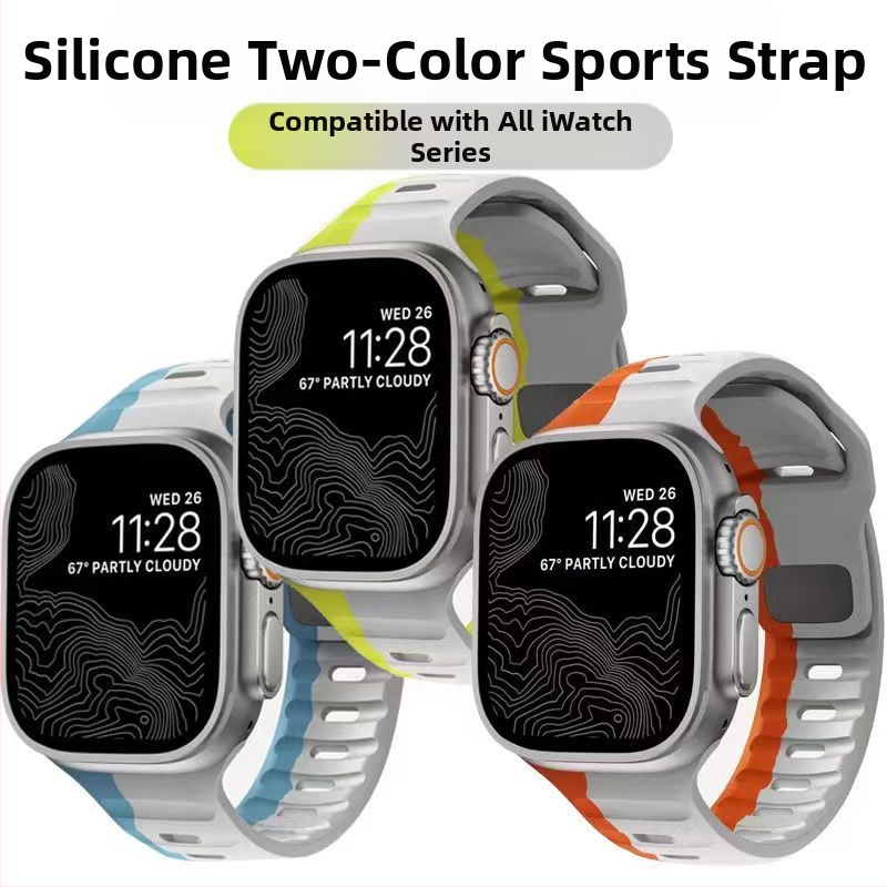 Sobib Apple Watch 38/42 kandilise pandlaga silikoonist kontrastse ülikerge rihmaga, tootja poolt laos