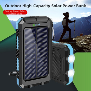 Piiriülene hulgimüük välistingimustes kasutatav veekindel päikeseenergia pank 20000Mah suure mahutavusega kompassiga mobiilse toiteallika eksport