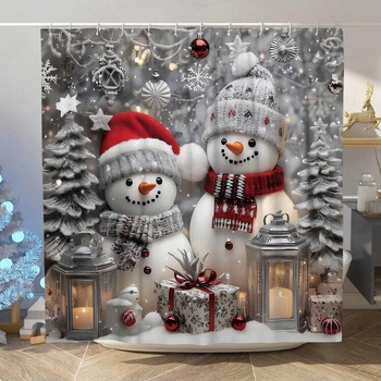 4 tk jõuludeks mõeldud talveks mõeldud lumememme palli kinkepuu armas valge punane dušikardin, mis sobib dušikardina vaibale