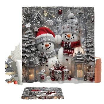 4 tk jõuludeks mõeldud talveks mõeldud lumememme palli kinkepuu armas valge punane dušikardin, mis sobib dušikardina vaibale