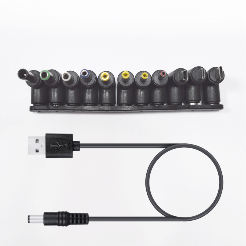 Nuolatinės srovės maitinimo laidas, USB į 5,5 * 2,1 daugiafunkcis nuolatinės srovės keičiamas kištukas, USB į 5521 kištuką, 8 viename įkrovimo laidas