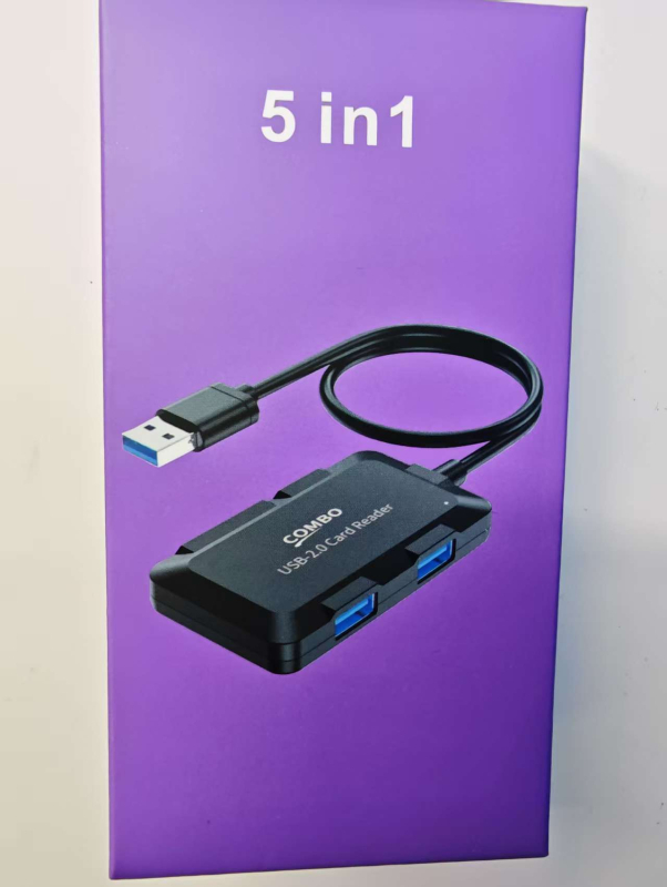 Viis-ühes sülearvuti 2.0 jaotur, 2.0 USB jaoturkaabel, mobiiltelefoni kaardilugeja, kohene andmete allalaadimine, kaasaskantav