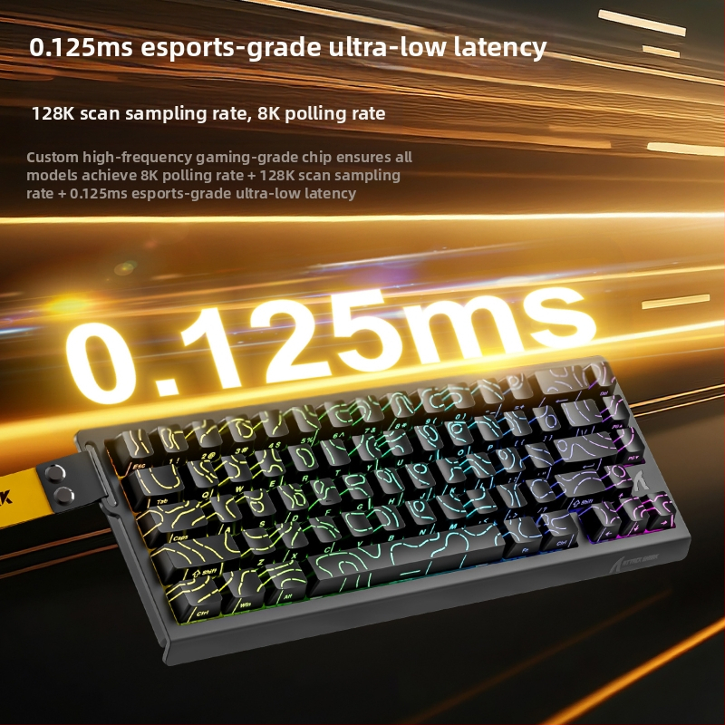 Механична клавиатура Attack Shark X68HE с магнитна ос, контурна, странично издълбана, кабелна, RGB, електрическа, състезателна, RT, регулируем обхват на клавишите, ниско забавяне.