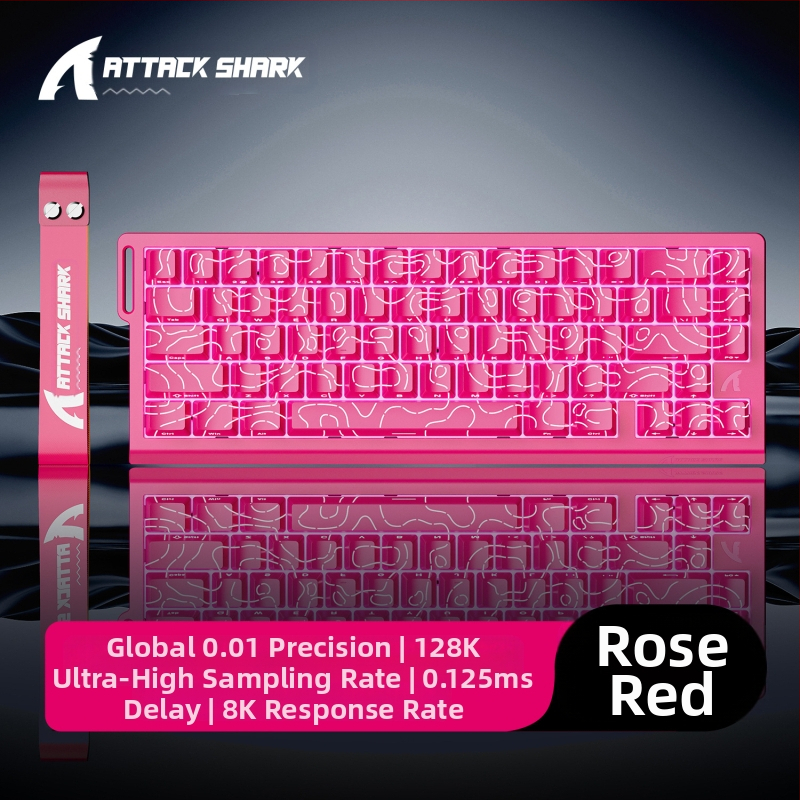 Механична клавиатура Attack Shark X68HE с магнитна ос, контурна, странично издълбана, кабелна, RGB, електрическа, състезателна, RT, регулируем обхват на клавишите, ниско забавяне.