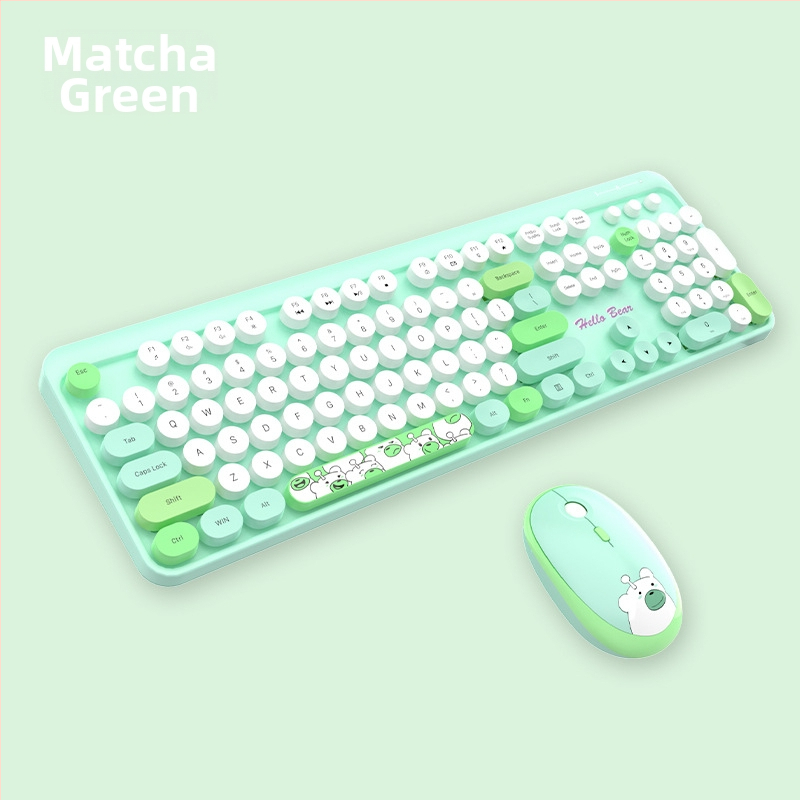 MOFII Ferris belaidė rankinė 2.4g klaviatūra-pelė kostiumas mielas rožinės spalvos animacinis biuro klaviatūros-pelės kostiumas