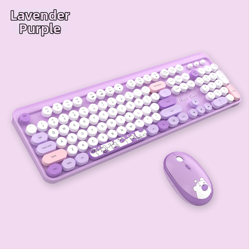 MOFII Ferris belaidė rankinė 2.4g klaviatūra-pelė kostiumas mielas rožinės spalvos animacinis biuro klaviatūros-pelės kostiumas