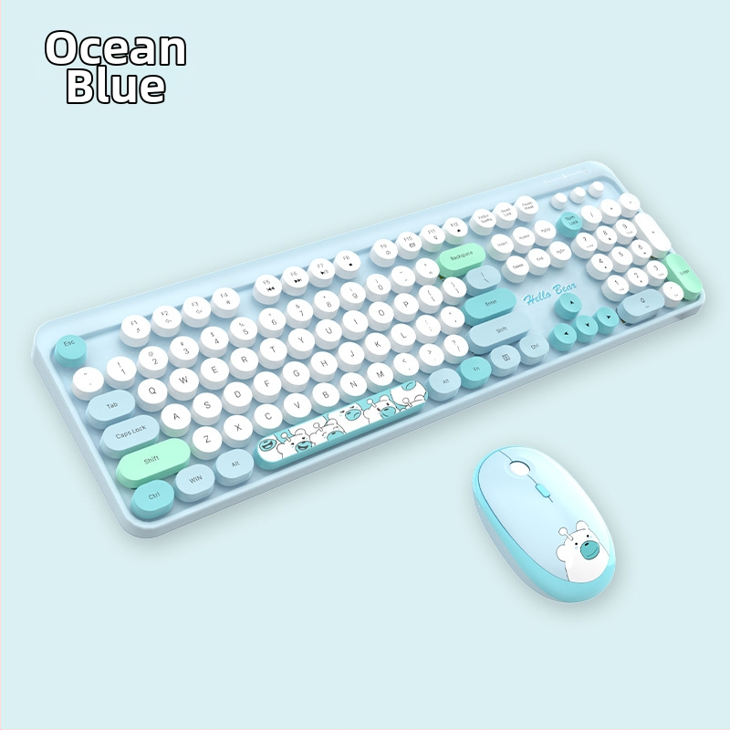 MOFII Ferris belaidė rankinė 2.4g klaviatūra-pelė kostiumas mielas rožinės spalvos animacinis biuro klaviatūros-pelės kostiumas