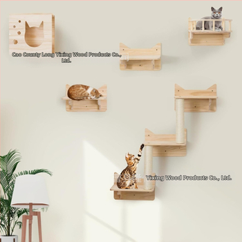 Πλαίσιο αναρρίχησης για γάτες από μασίφ ξύλο, παιχνίδι για γάτες, επιτοίχια φωλιά για ξύσιμο γάτας, πλατφόρμα άλματος επιτοίχια φωλιά γάτας, δέντρο για γάτες, ανθεκτικό στα δάγκωμα