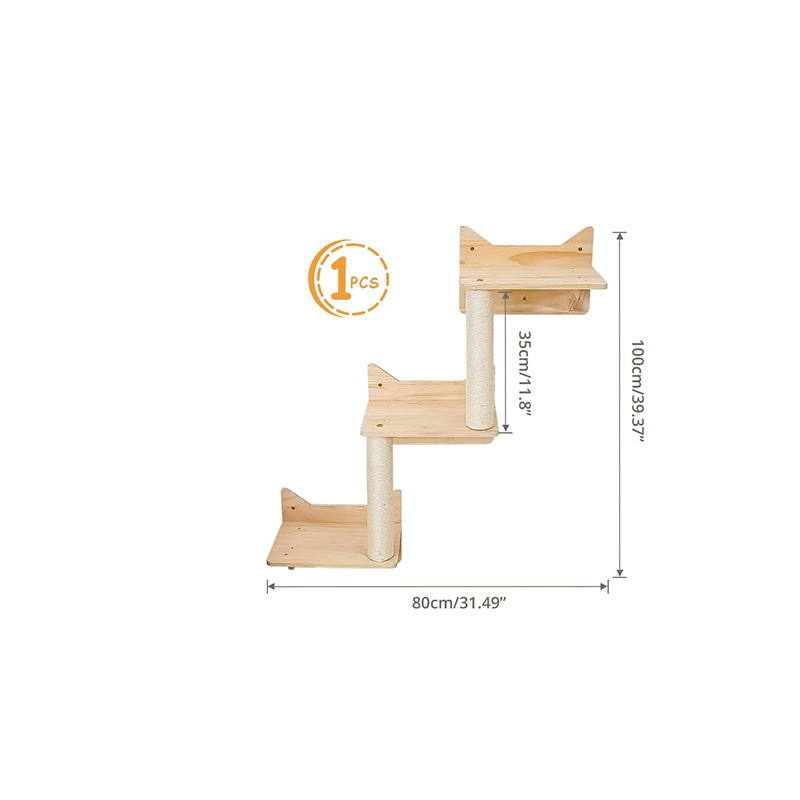 Tömörfa macskamászóka, macskajáték, falra szerelhető macskakaparófa, űrfészek, falra szerelhető ugróplatform, fali macskafészek, macskafa, harapásálló