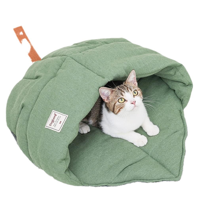 Pogodno za štene i mačiće, unutarnji krevet u obliku špiljskog lista, mekan i izdržljiv, periv, topli krevet za špiljsku mačku