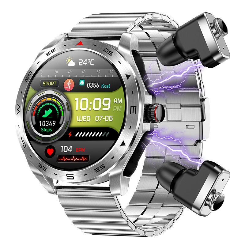 Nutikell 2-in-1 TWS Bluetooth-peakomplekt Dial Call Pulss Vererõhu jälgimine Multi Sport Mode Täiskasvanutele