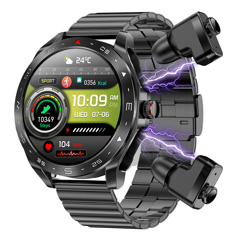 Nutikell 2-in-1 TWS Bluetooth-peakomplekt Dial Call Pulss Vererõhu jälgimine Multi Sport Mode Täiskasvanutele