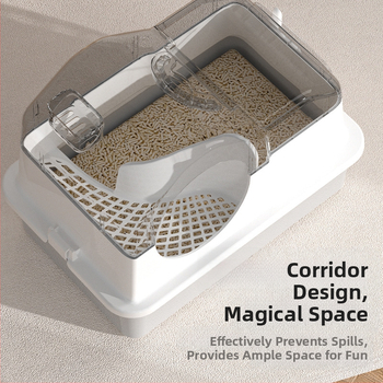 Λεκάνη άμμου για γάτες Πλήρως κλειστή, μεγάλη, αντι-πιτσιλιστική λεκάνη άμμου για γάτες, εξαιρετικά μεγάλη, άοσμη λεκάνη άμμου για γάτες