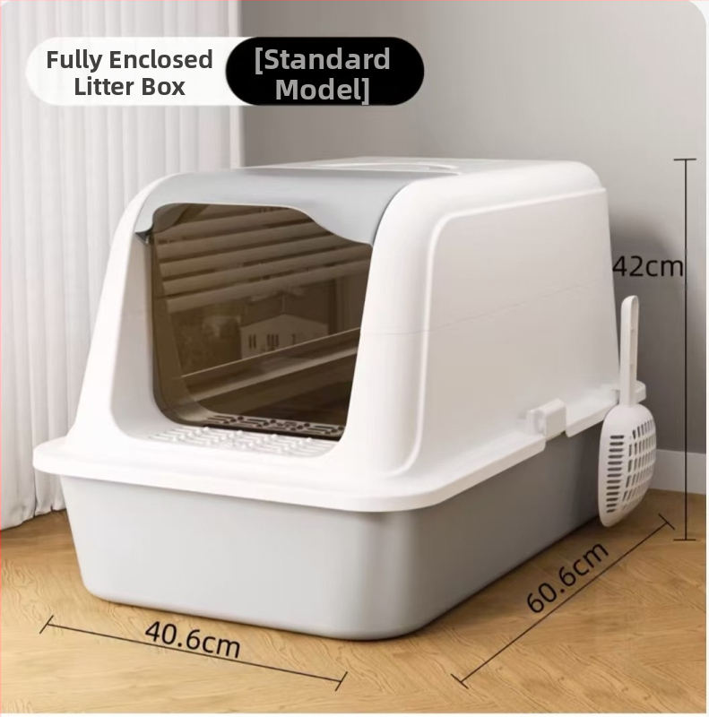 Macskaalomtál Teljesen zárt, túlméretezett, fröccsenésmentes macskavécé Extra nagy macskaalomtál Szagmentes macskaalomtál