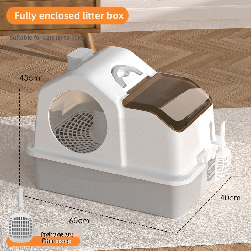 Macskaalomtál Teljesen zárt, túlméretezett, fröccsenésmentes macskavécé Extra nagy macskaalomtál Szagmentes macskaalomtál