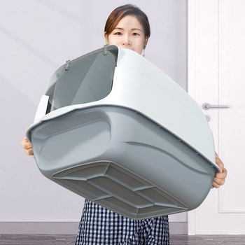 Πλήρως κλειστή τουαλέτα γάτας, ανθεκτική στις οσμές και την άμμο, εξωτερική άμμος γάτας με καπάκι, κλειστή άμμος γάτας, εξαιρετικά μεγάλη και τεράστια