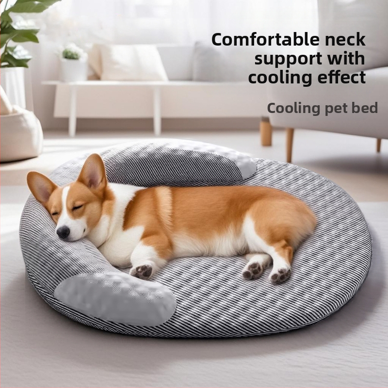 Kisállatkennel, Nyári kivehető és mosható kennel, Kutyaszőnyeg, Macskakennel, Jégselyem hűvös fészek, Párna, Nyakvédő, Lélegző, Univerzális minden évszakra